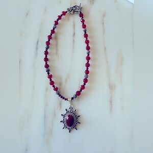 16 inch sterling silver, and semi precious stone necklace.